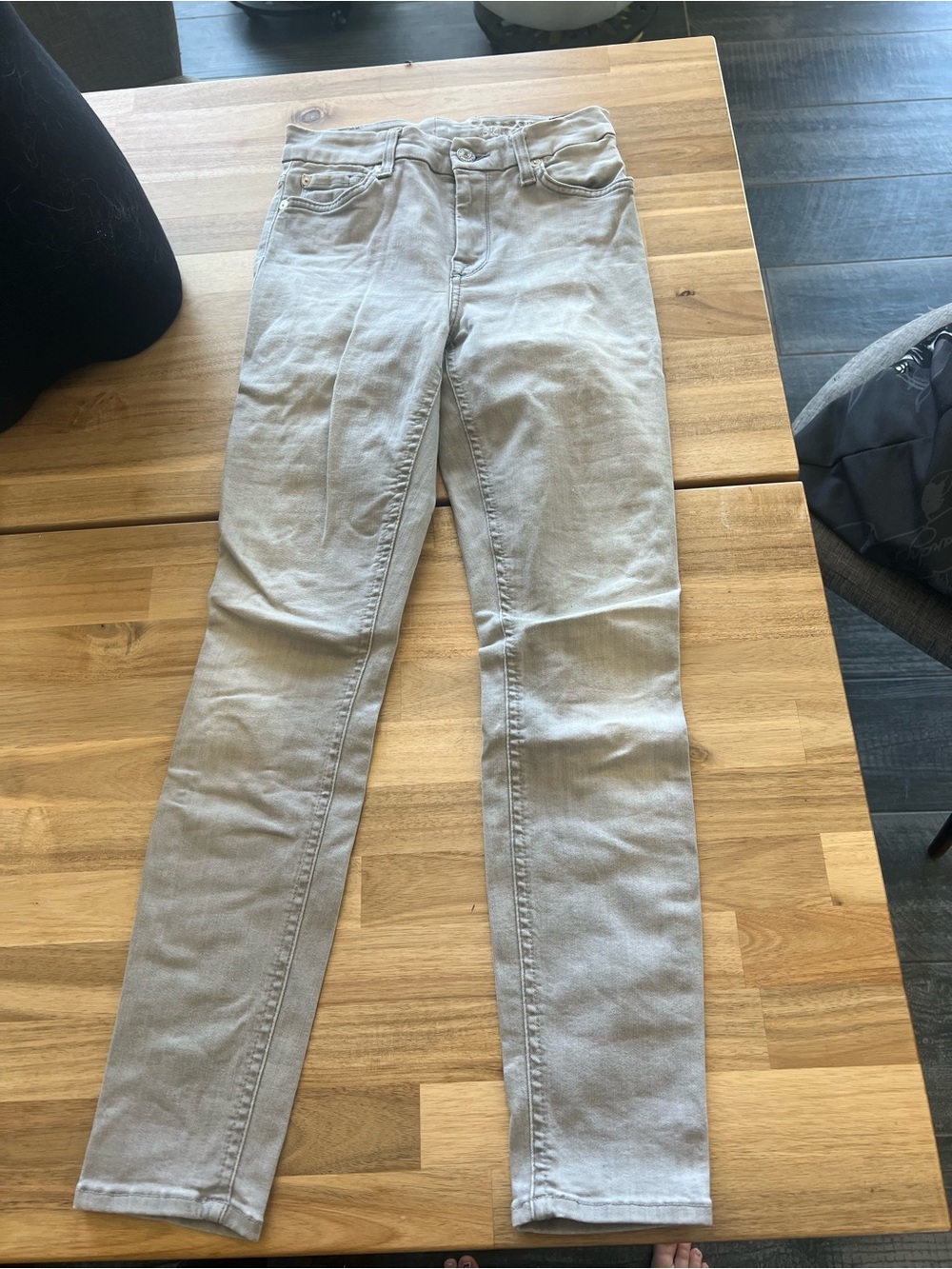 7 For All Mankind Women's Straight Leg Jeans in Light Gray